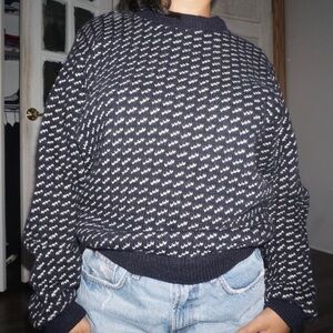 Vintage 90s L.L. Bean Navy Blue Wool Crewneck